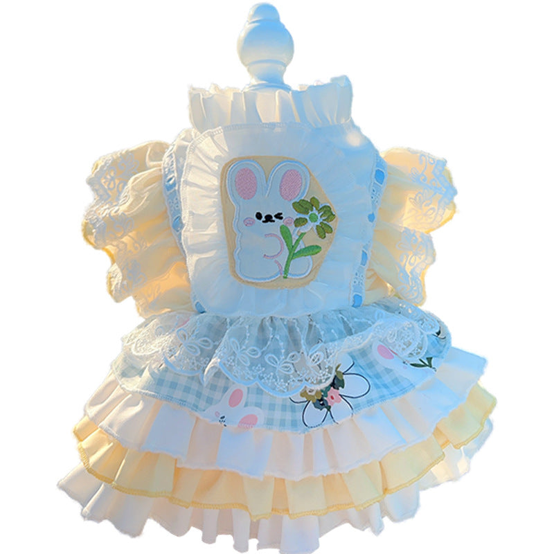 PawsCube - Spring and Autumn Pet Clothing Lolita Dog Skirt Small Dog High Quality Embroidered Dog Clothing